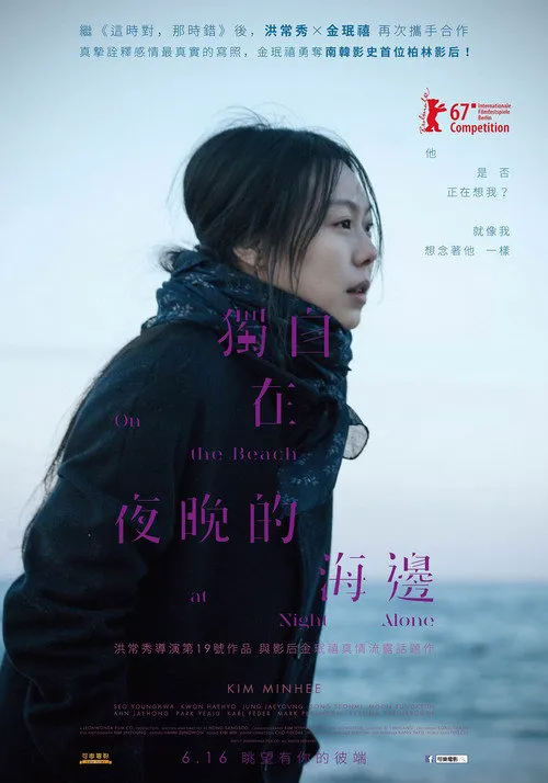 独自在夜晚的海边海报