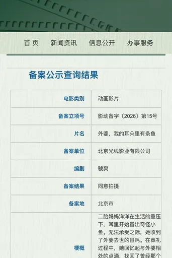 外婆，我的耳朵里有条鱼海报